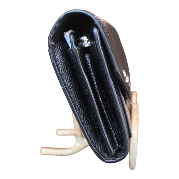 Coach Metallic Gold Black Leather Slim Long Multi-Compartment Wallet - Picture 5 of 13